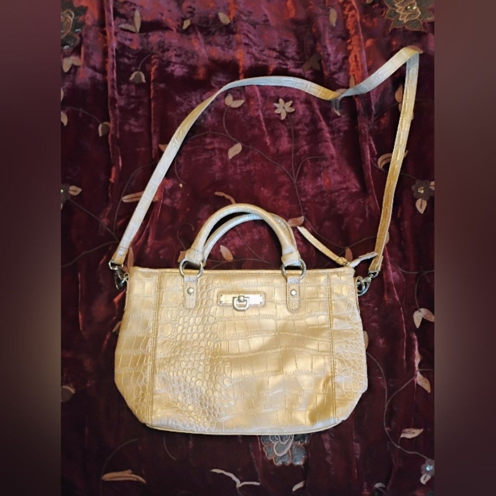 Bueno Tan Croc-Embossed Convertible Crossbody Satchel